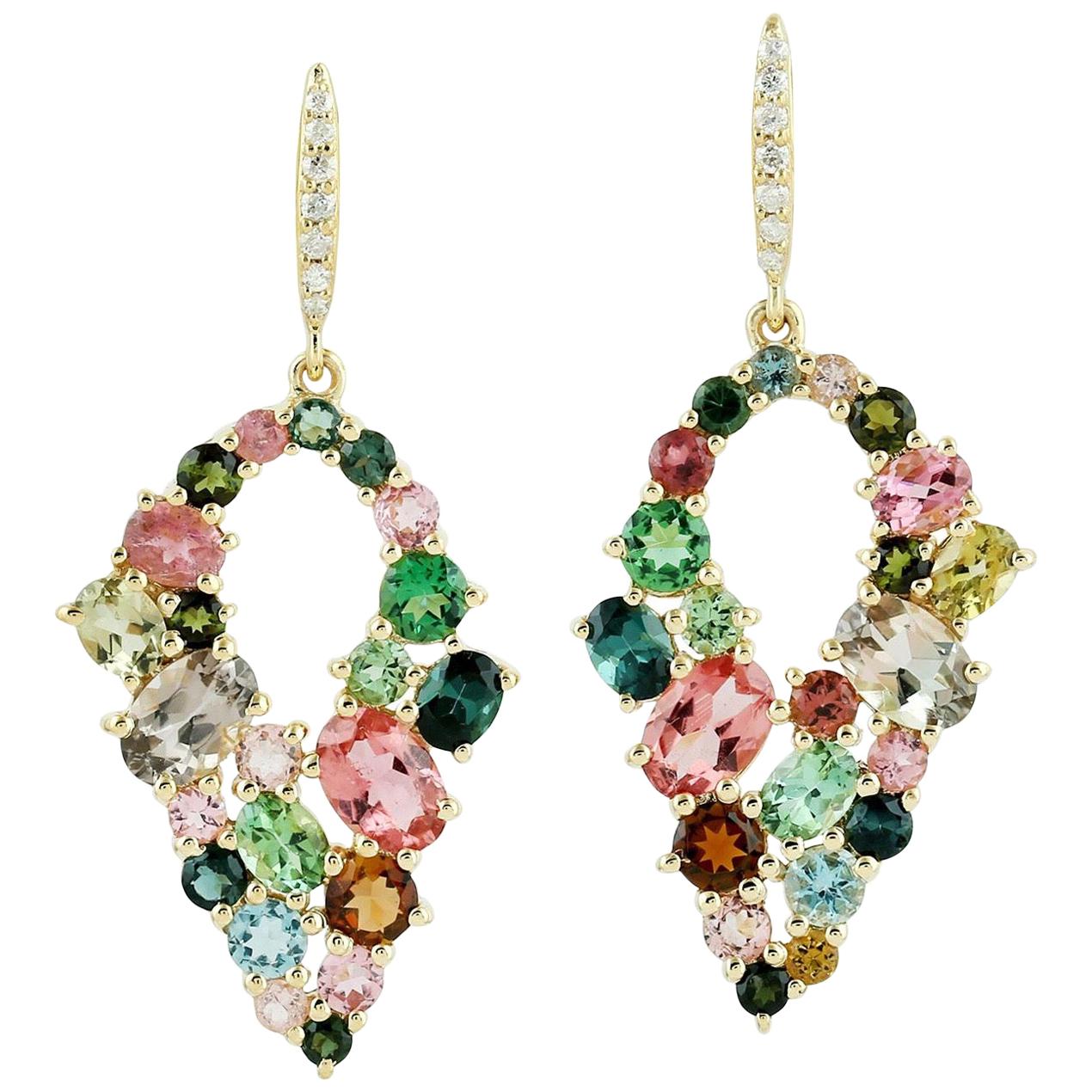 5.65 Carat Tourmaline 18 Karat Gold Earrings