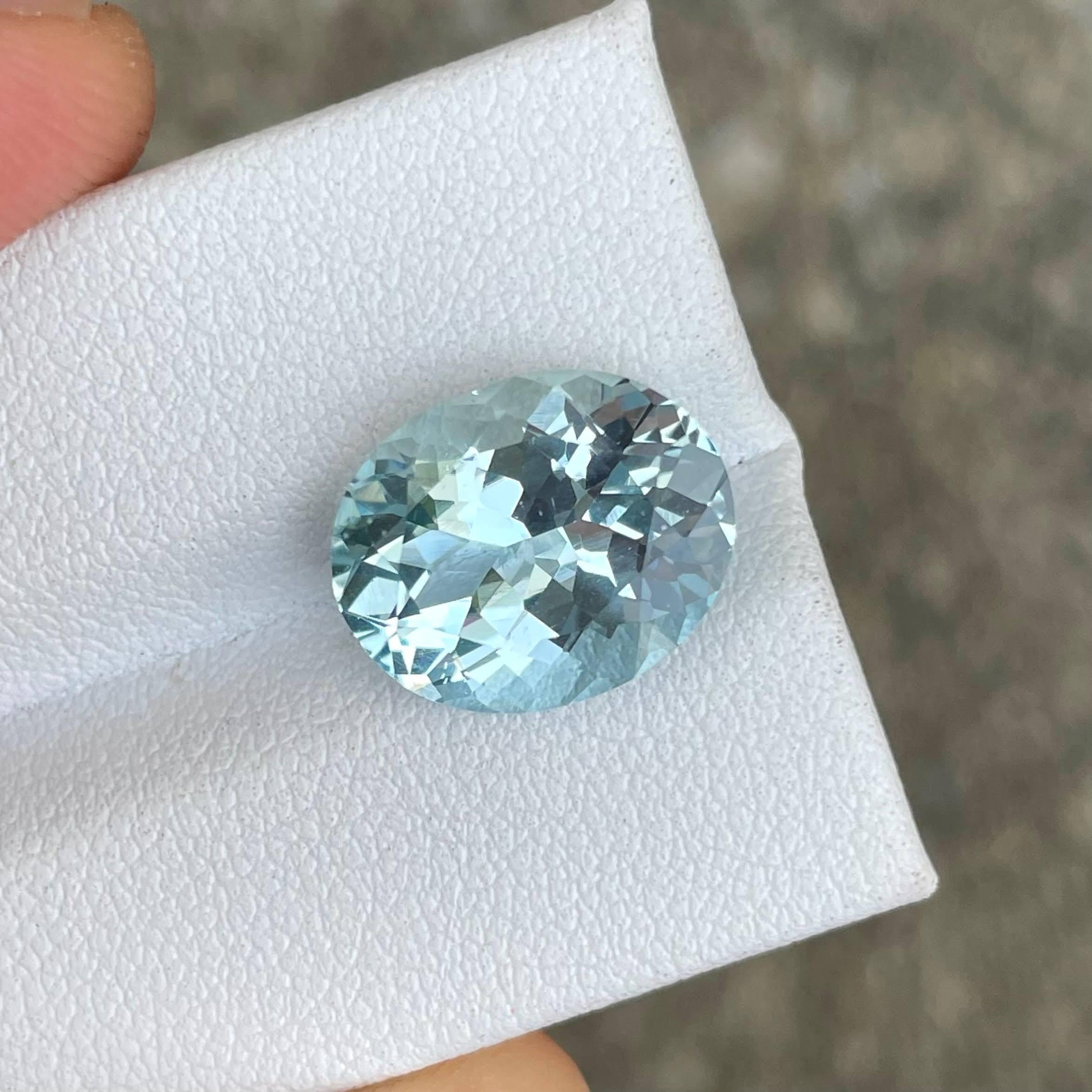5.65 Karat Blauer Aquamarin Stein Ovalschliff Natürlicher Afrikanischer Edelstein im Angebot 2