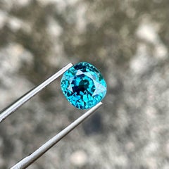 5.65 carats Tiffany Blue Zircon Stone Cushion Cut Natural Cambodian Gemstone