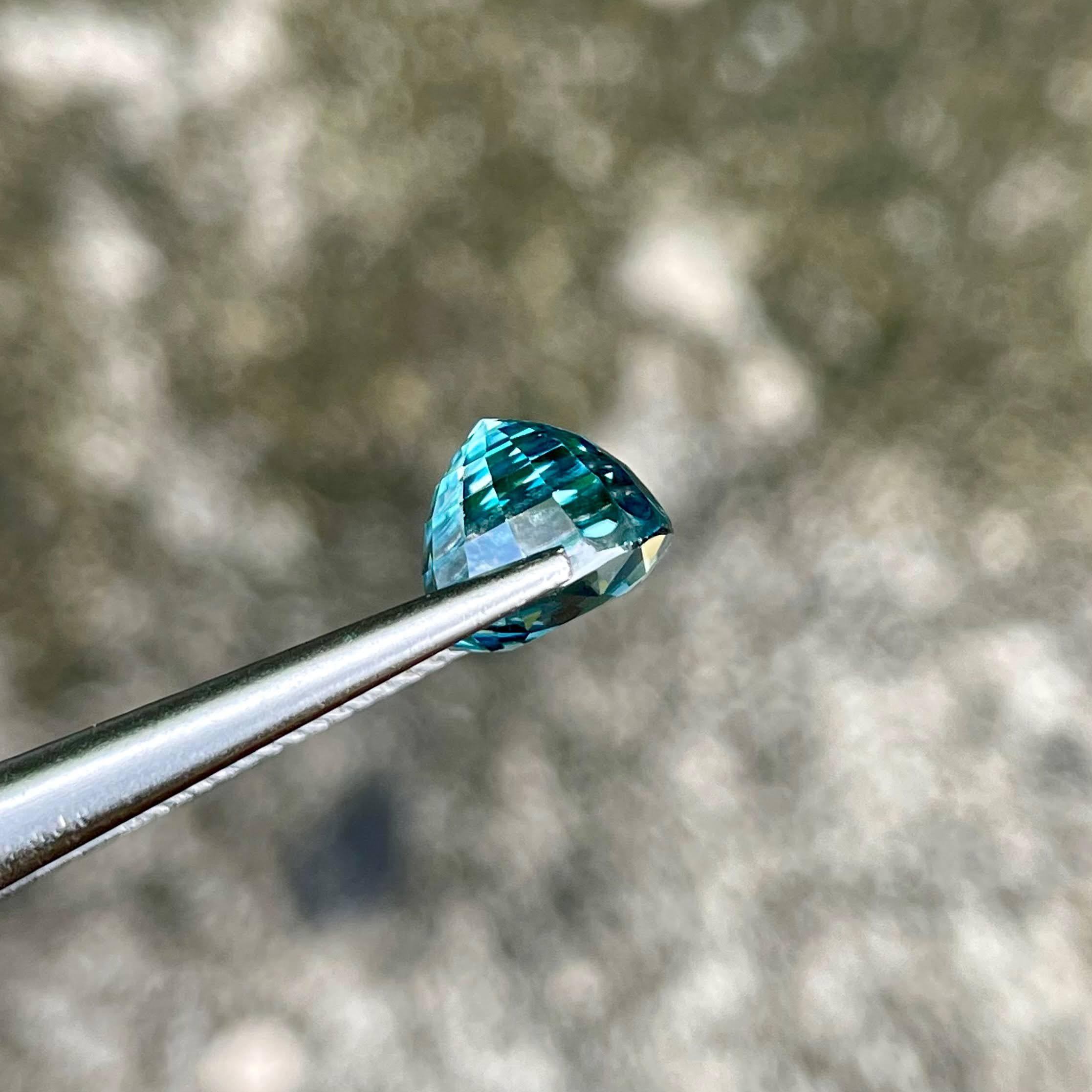5.65 carats Tiffany Blue Zircon Stone Cushion Cut Natural Cambodian Gemstone 1