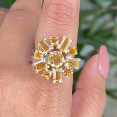 Anello Citrino Sunshine Taglio Baguette da 5,65 carati in Argento massiccio 925 per donna Gioielli