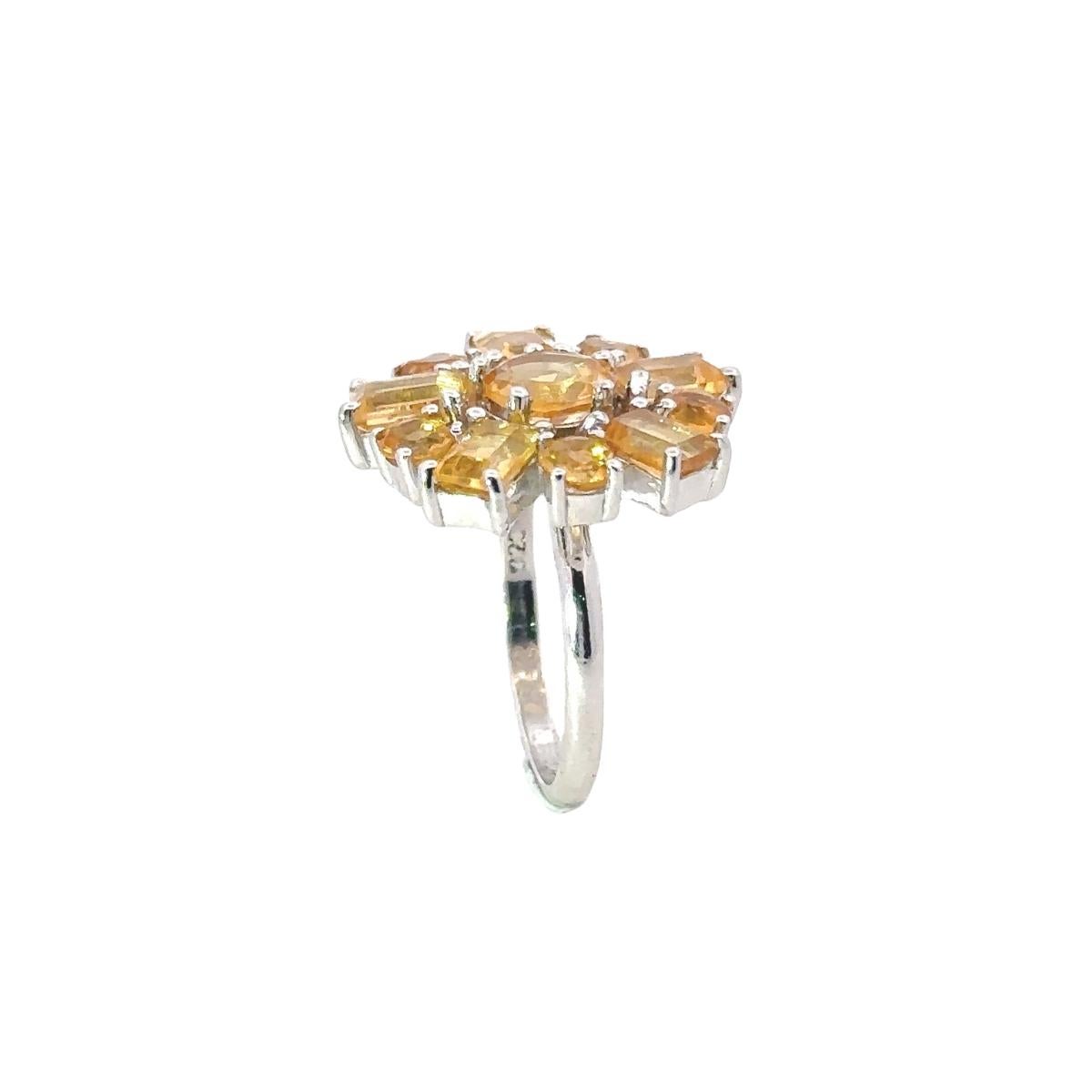 For Sale:  5.65 ct Citrine Sunshine Baguette Cut Ring in 925 Solid Silver for Women Jewelry 3