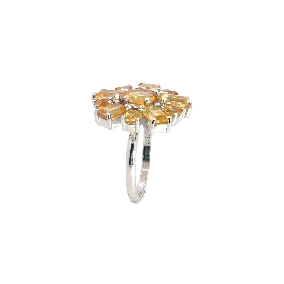 For Sale:  5.65 ct Citrine Sunshine Baguette Cut Ring in 925 Solid Silver for Women Jewelry 7