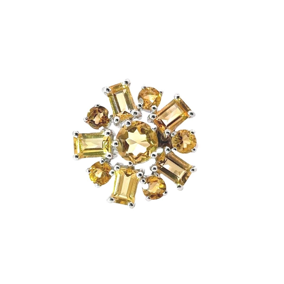 For Sale:  5.65 ct Citrine Sunshine Baguette Cut Ring in 925 Solid Silver for Women Jewelry 8