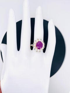 5.65Ct Ungeheizter Rubin Ring Natürlicher Alexandrit Diamant 14K 5.18 Gramm Zertifiziert