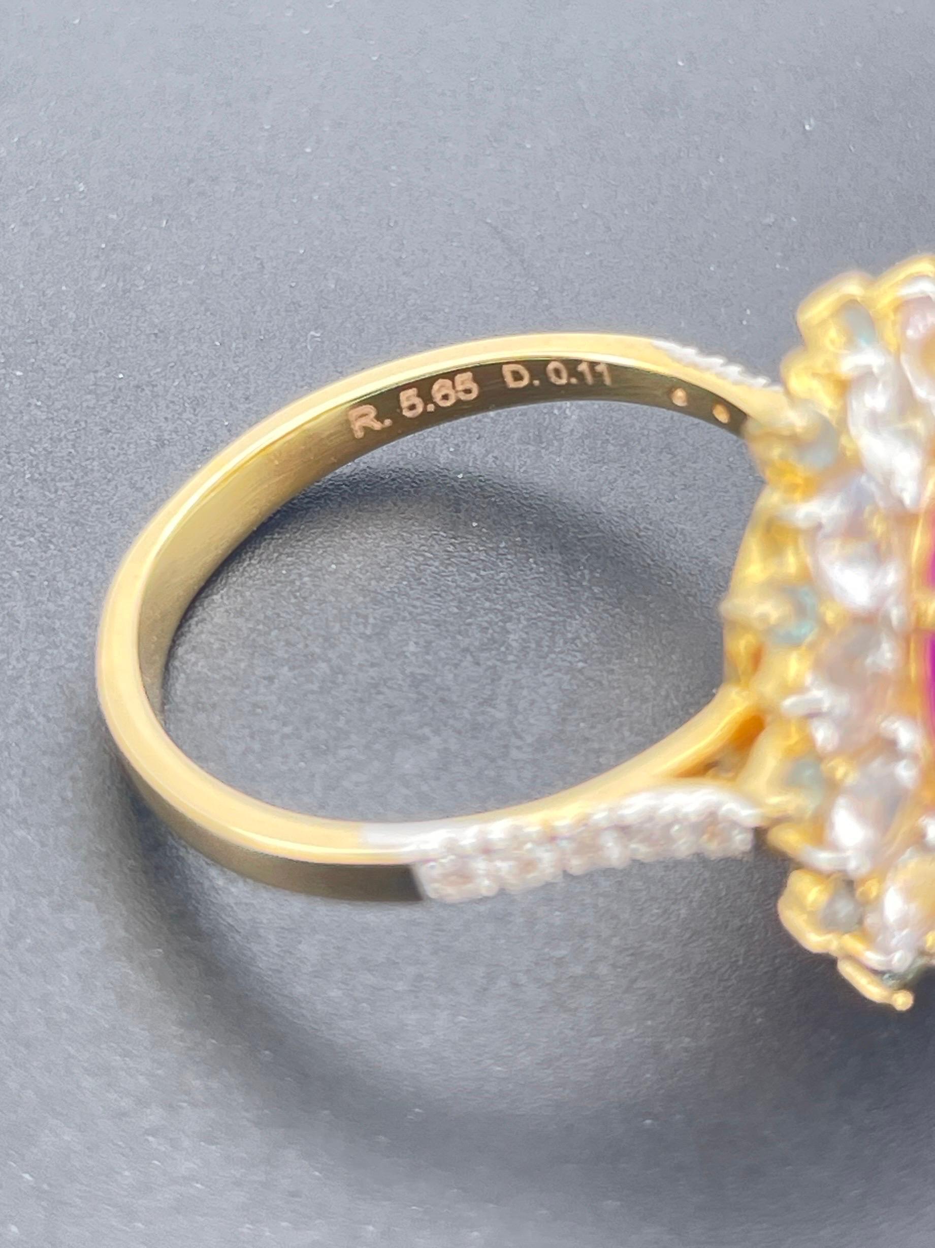5.65 Ct Unheated Ruby Ring with Alexandrite and natural diamond 14K 5.18 Gram For Sale 2