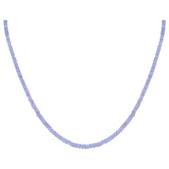 56.57 Carat Tanzanite Beads Necklace in Sterling Silver