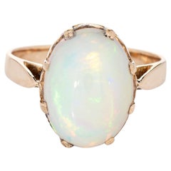 5,65 Karat äthiopischer Opal Ring Vintage 14k Gelbgold Gr. 6,5 Cocktail-Schmuck  