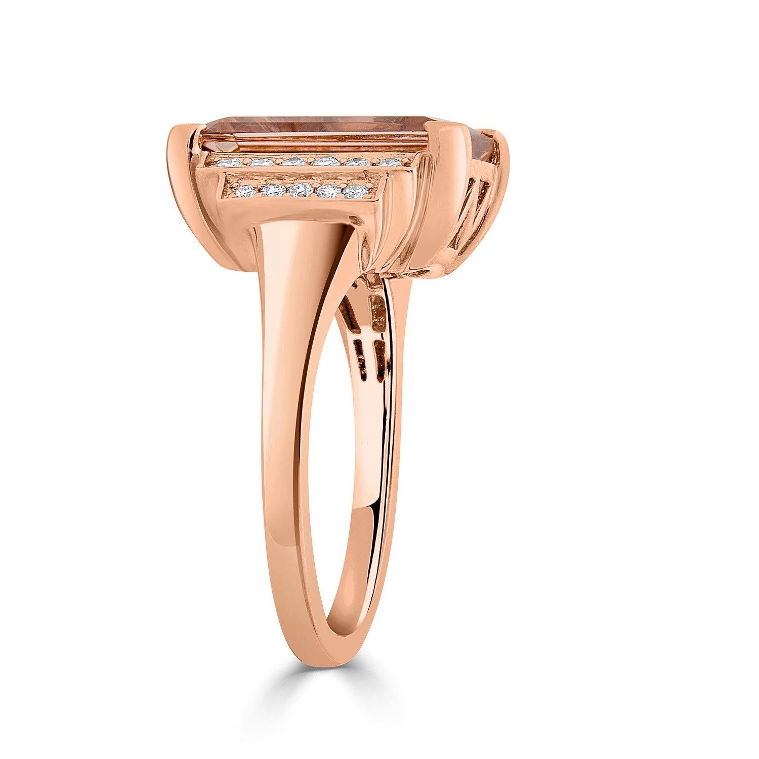 5,65 Karat Morganit Ring mit 0,23 Karat Diamanten in 14 Karat Roségold gefasst Damen im Angebot