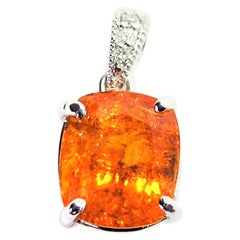 5.65ct Natural Spessartite 14K White Gold Pendant