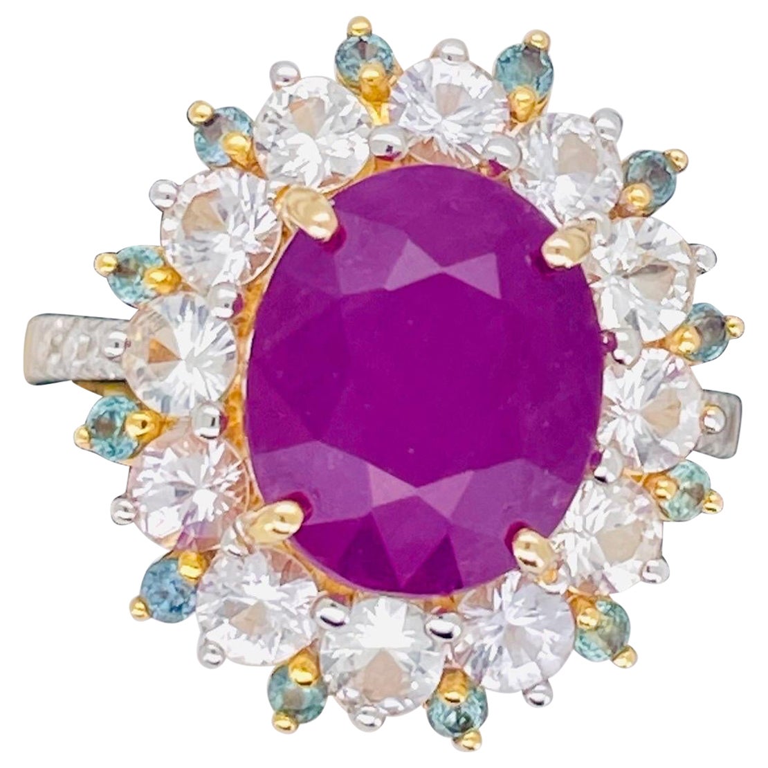 5.65Ct Unheated Ruby Ring natural alexandrite diamond 14K 5.18 Gram Certified