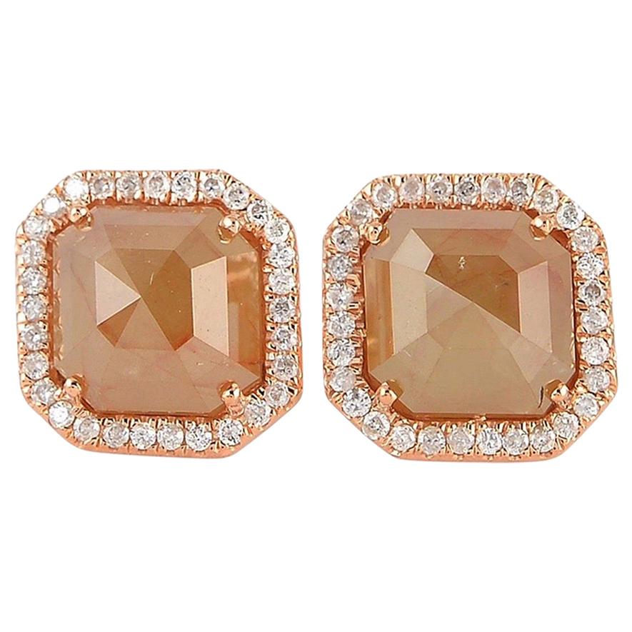 5.66 Carat Fancy Diamond 18 Karat Gold Stud Earrings