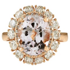 Natural Morganite Diamond Ring In 14 Karat Rose Gold 