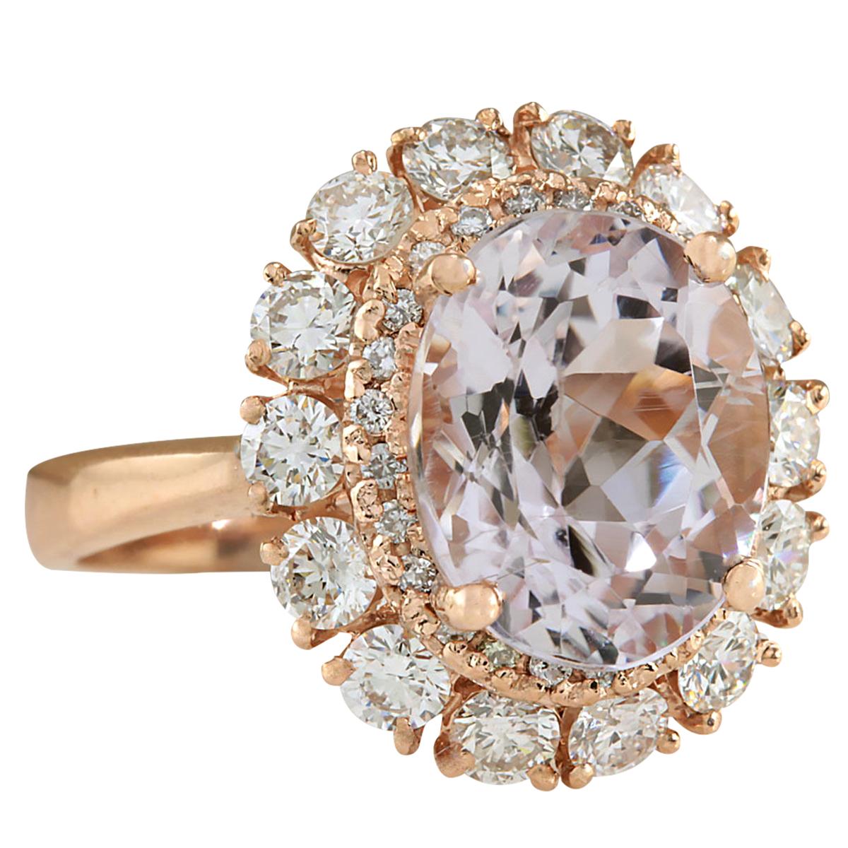 Stamped: 14K Rose Gold
Total Ring Weight: 5.2 Grams
Total Natural Morganite Weight is 4.16 Carat (Measures: 11.00x9.00 mm)
Color: Peach
Total Natural Diamond Weight is 1.50 Carat
Color: F-G, Clarity: VS2-SI1
Face Measures: 16.60x14.90 mm
Sku: