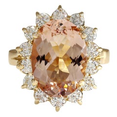 Natural Morganite 14 Karat Yellow Gold Diamond Ring