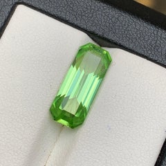 5.66 Carat Soft Green Natural Peridot Emerald Cut Loose Gemstone from Pakistan
