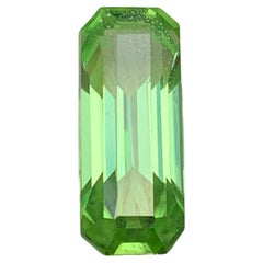 5.66 Carat Soft Green Natural Peridot Emerald Cut Loose Gemstone from Pakistan