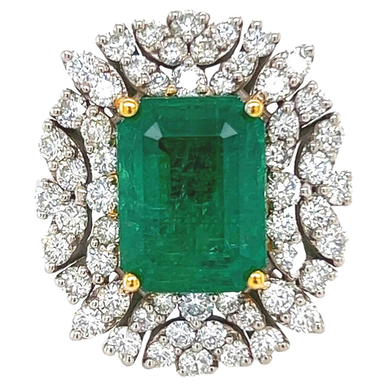 5.66 Carat Zambian Emerald Ring For Sale