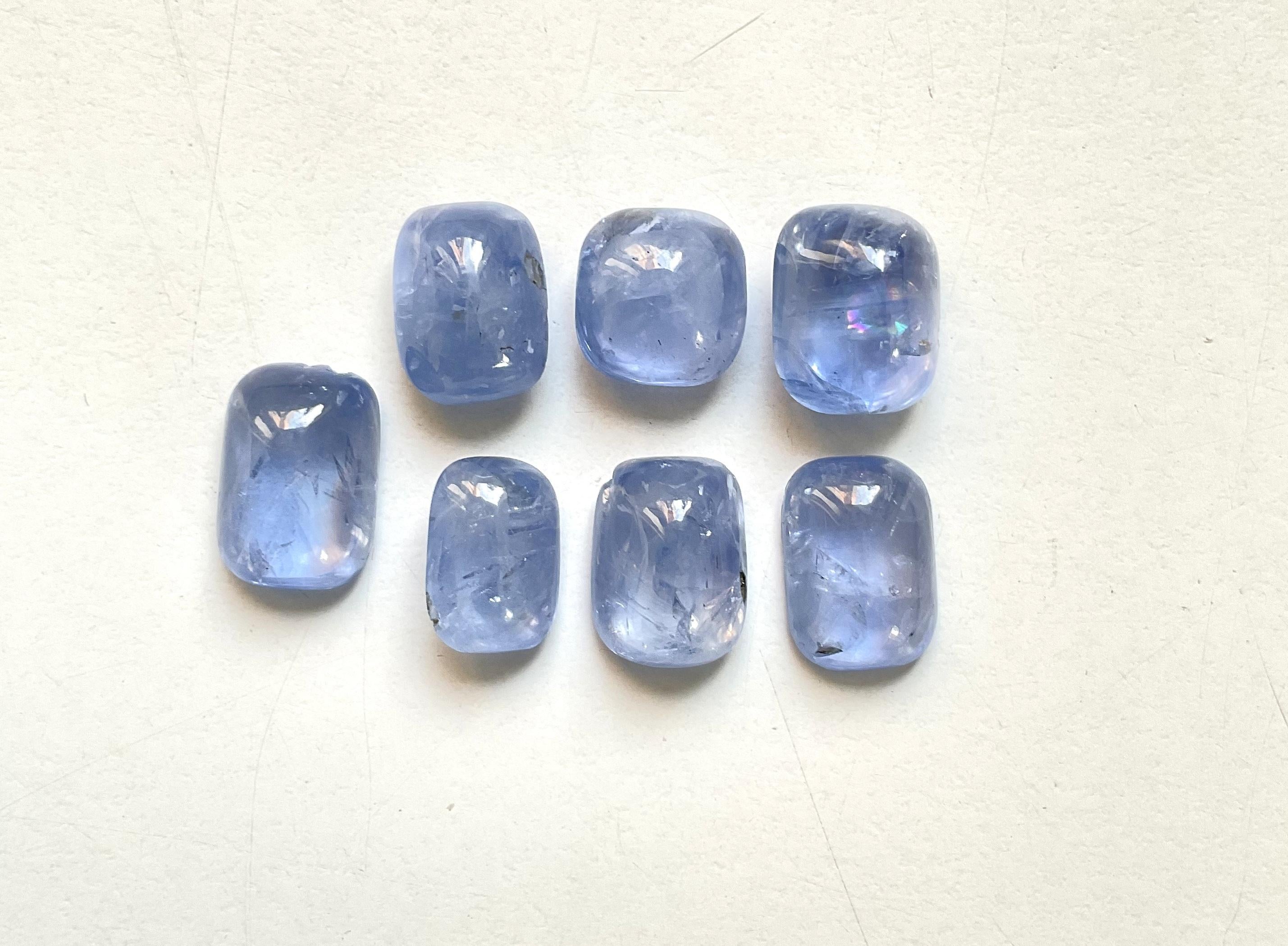 56,65 Karat Blauer Saphir No-Heat Ceylon Cushion Cabochon 7 Stück Natürlicher Edelstein (Kissenschliff) im Angebot