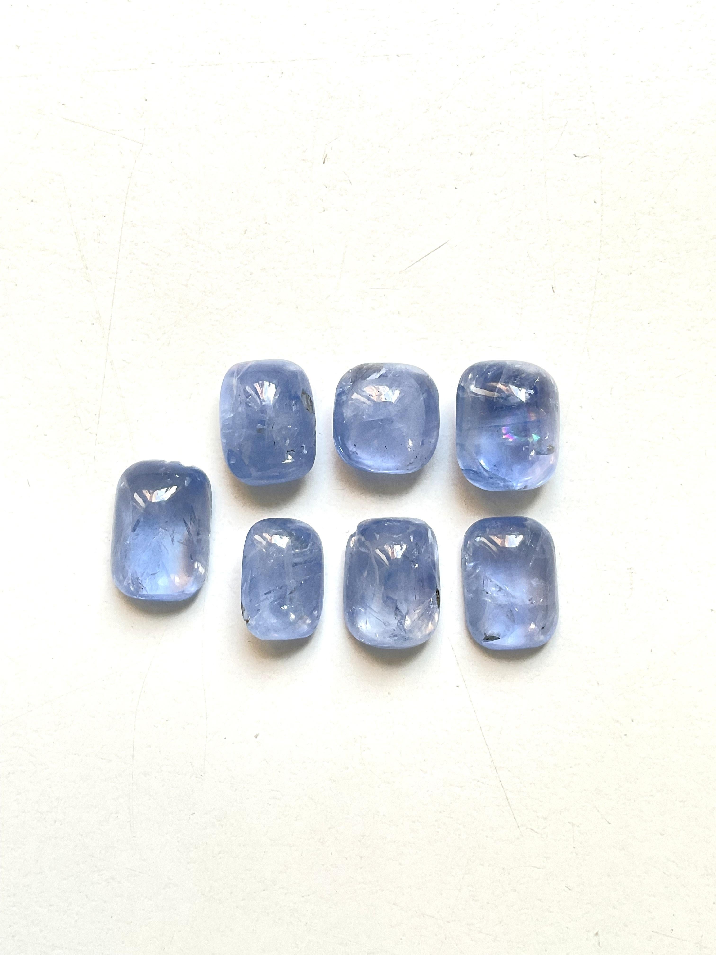 56,65 Karat Blauer Saphir No-Heat Ceylon Cushion Cabochon 7 Stück Natürlicher Edelstein im Zustand „Neu“ im Angebot in Jaipur, RJ