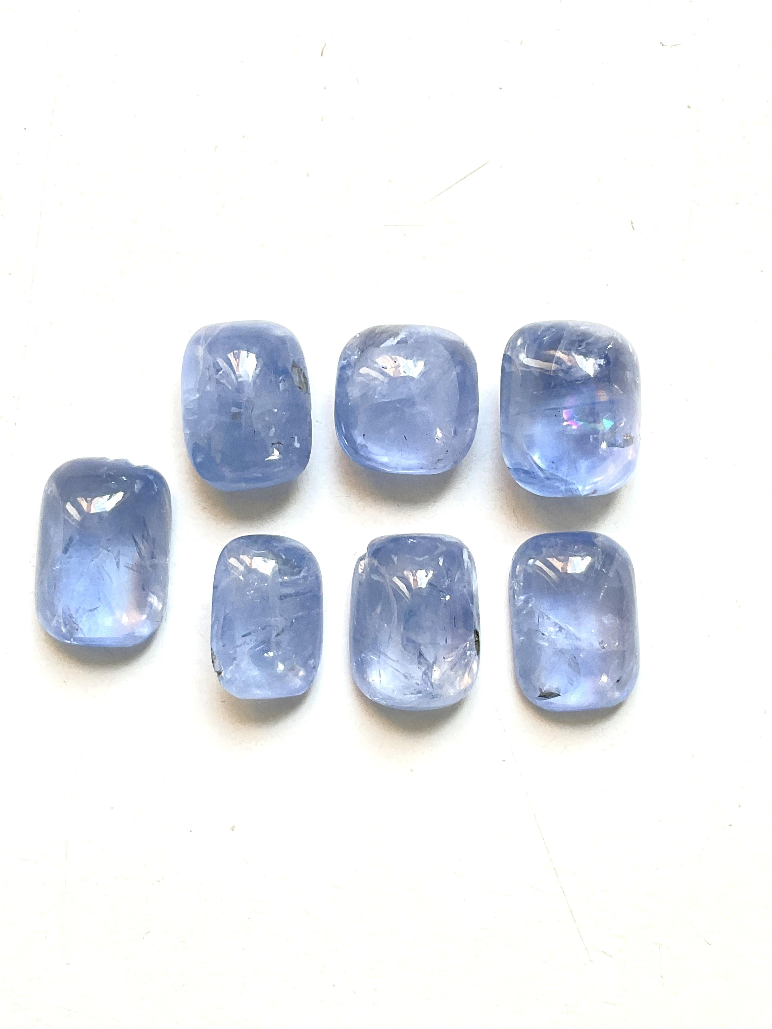 56,65 Karat Blauer Saphir No-Heat Ceylon Cushion Cabochon 7 Stück Natürlicher Edelstein für Damen oder Herren im Angebot