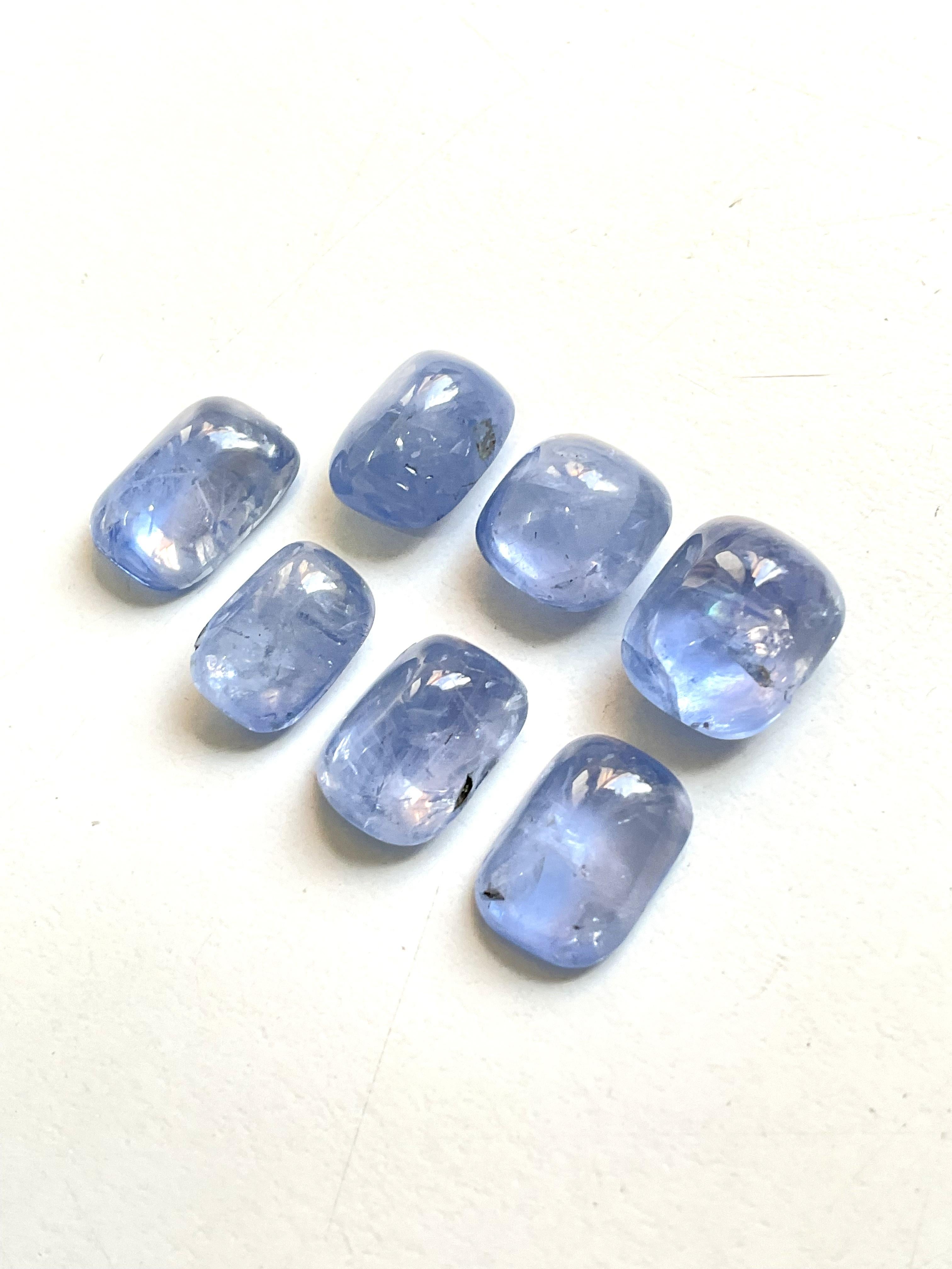 56,65 Karat Blauer Saphir No-Heat Ceylon Cushion Cabochon 7 Stück Natürlicher Edelstein im Angebot 1