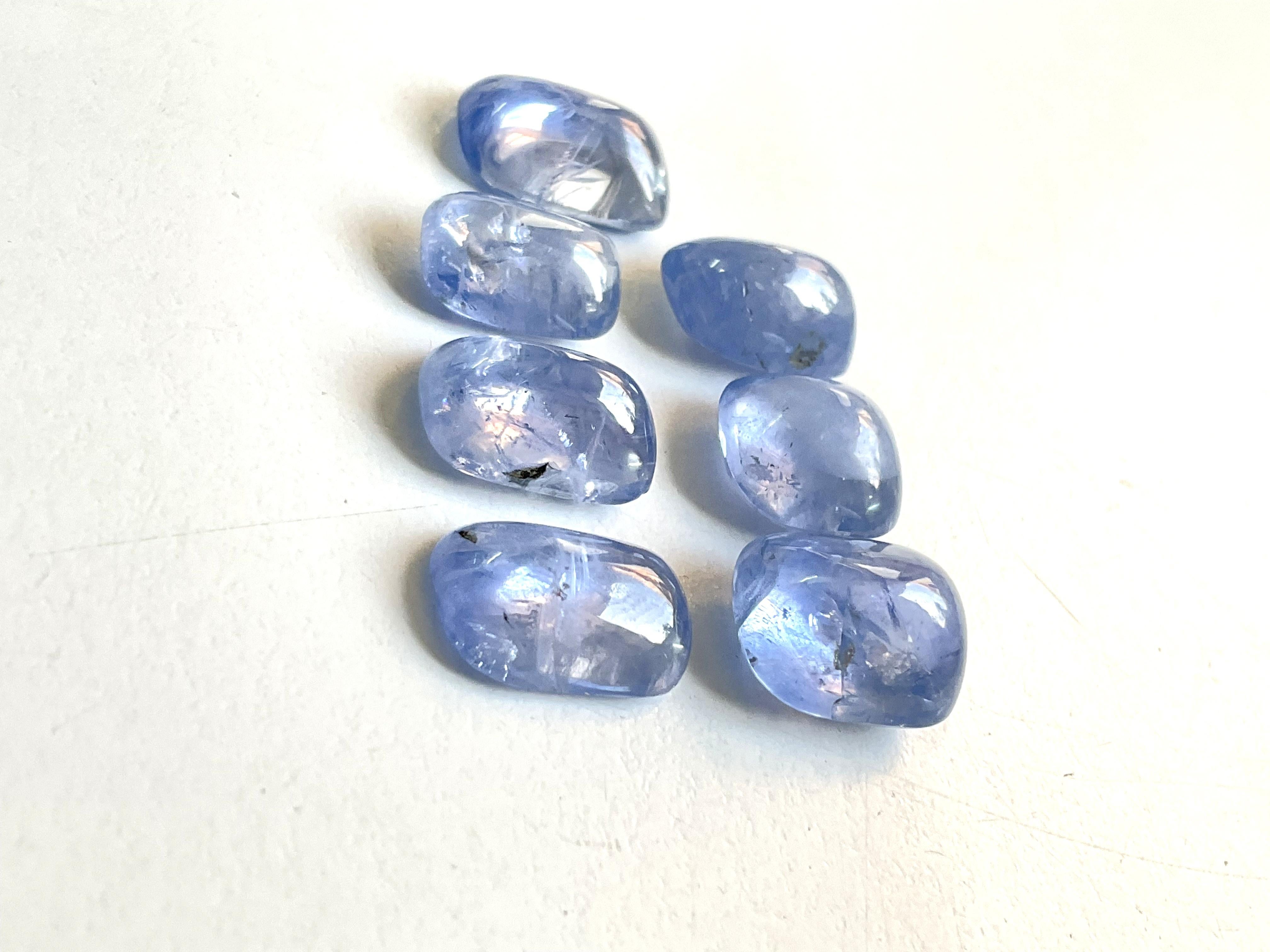 56,65 Karat Blauer Saphir No-Heat Ceylon Cushion Cabochon 7 Stück Natürlicher Edelstein im Angebot 2