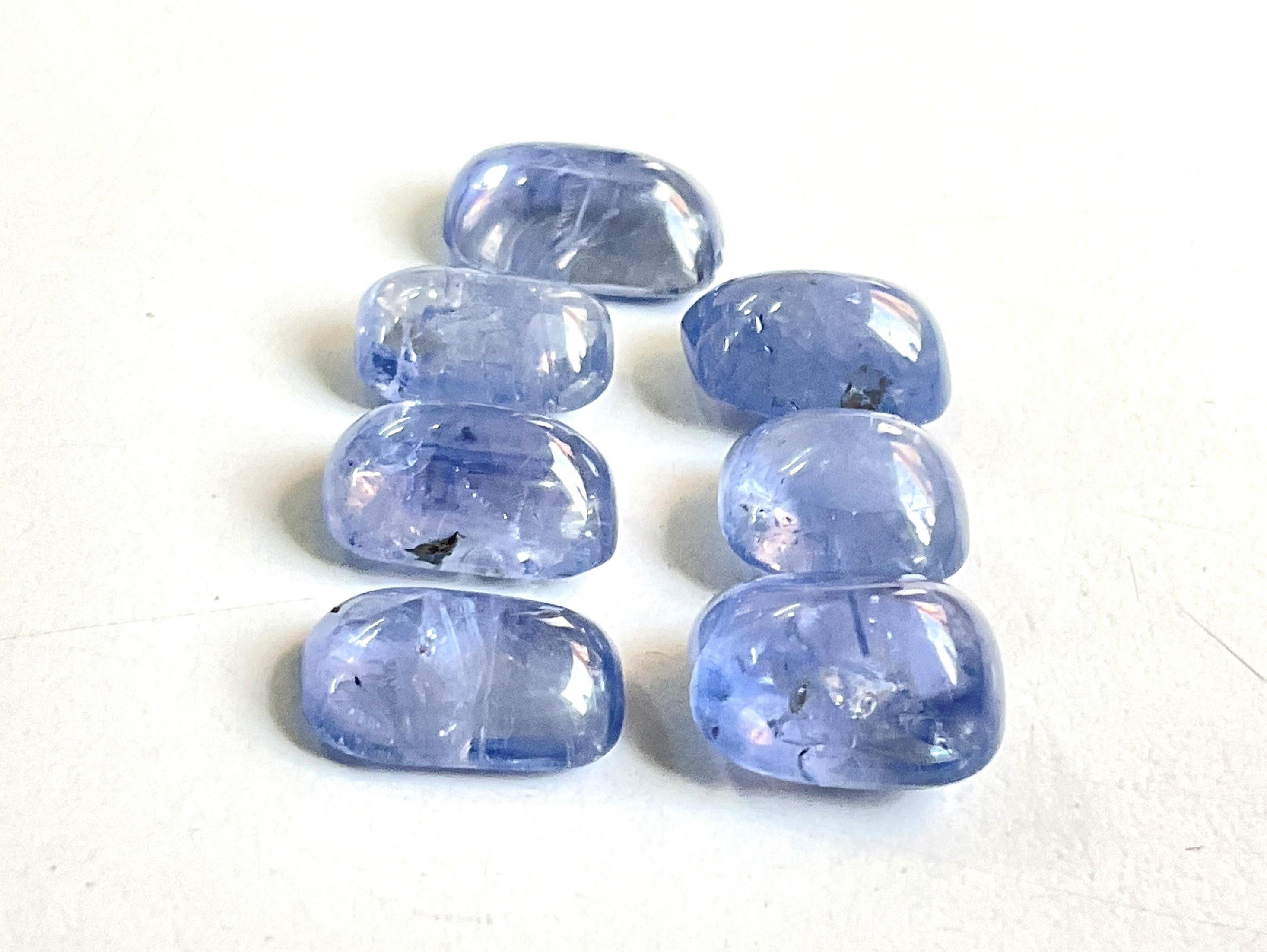 56,65 Karat Blauer Saphir No-Heat Ceylon Cushion Cabochon 7 Stück Natürlicher Edelstein im Angebot 3