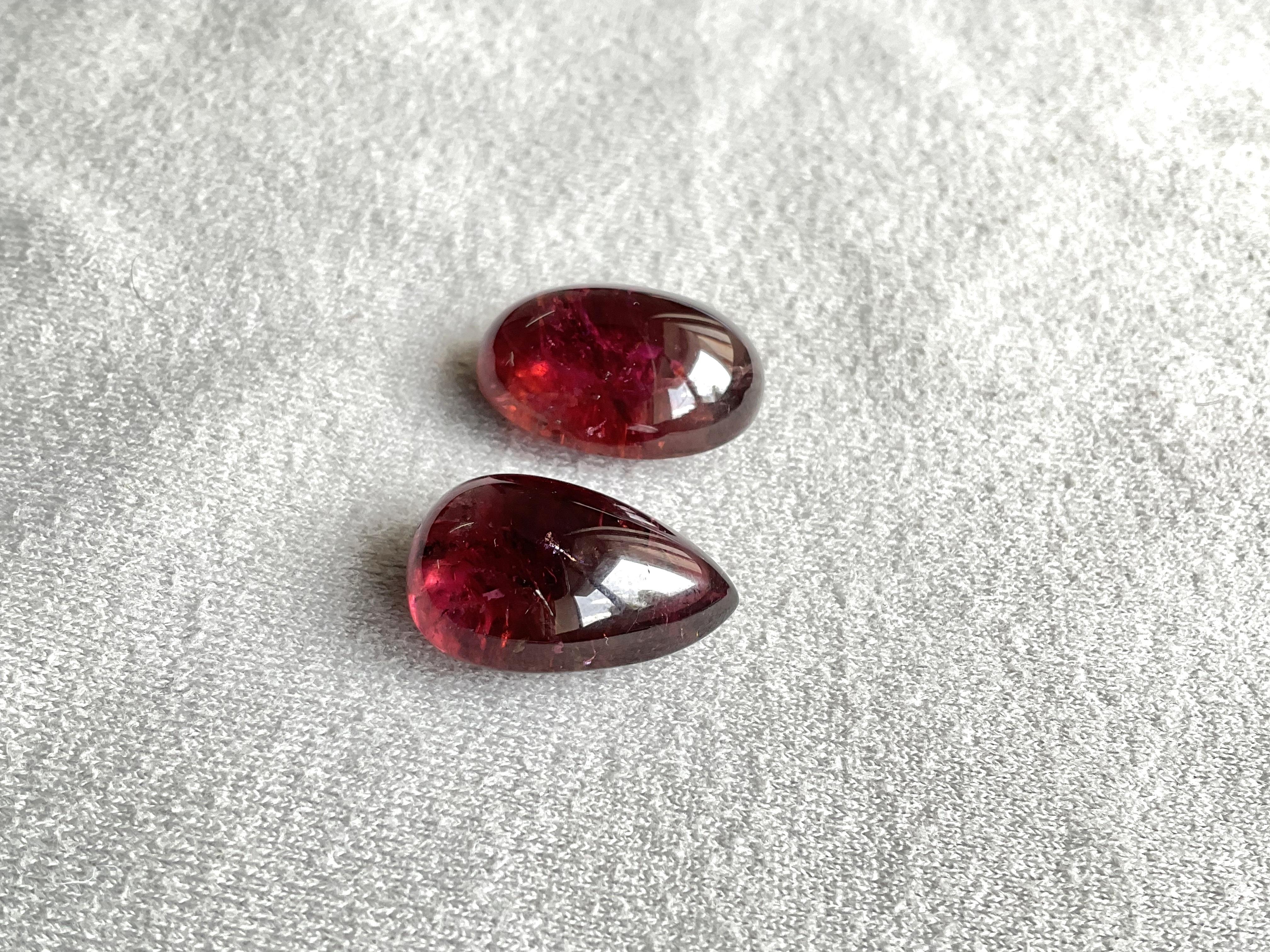 56,67 quilates Turmalina rubelita de primera calidad pera y oval 2 piezas Gema natural en venta 1