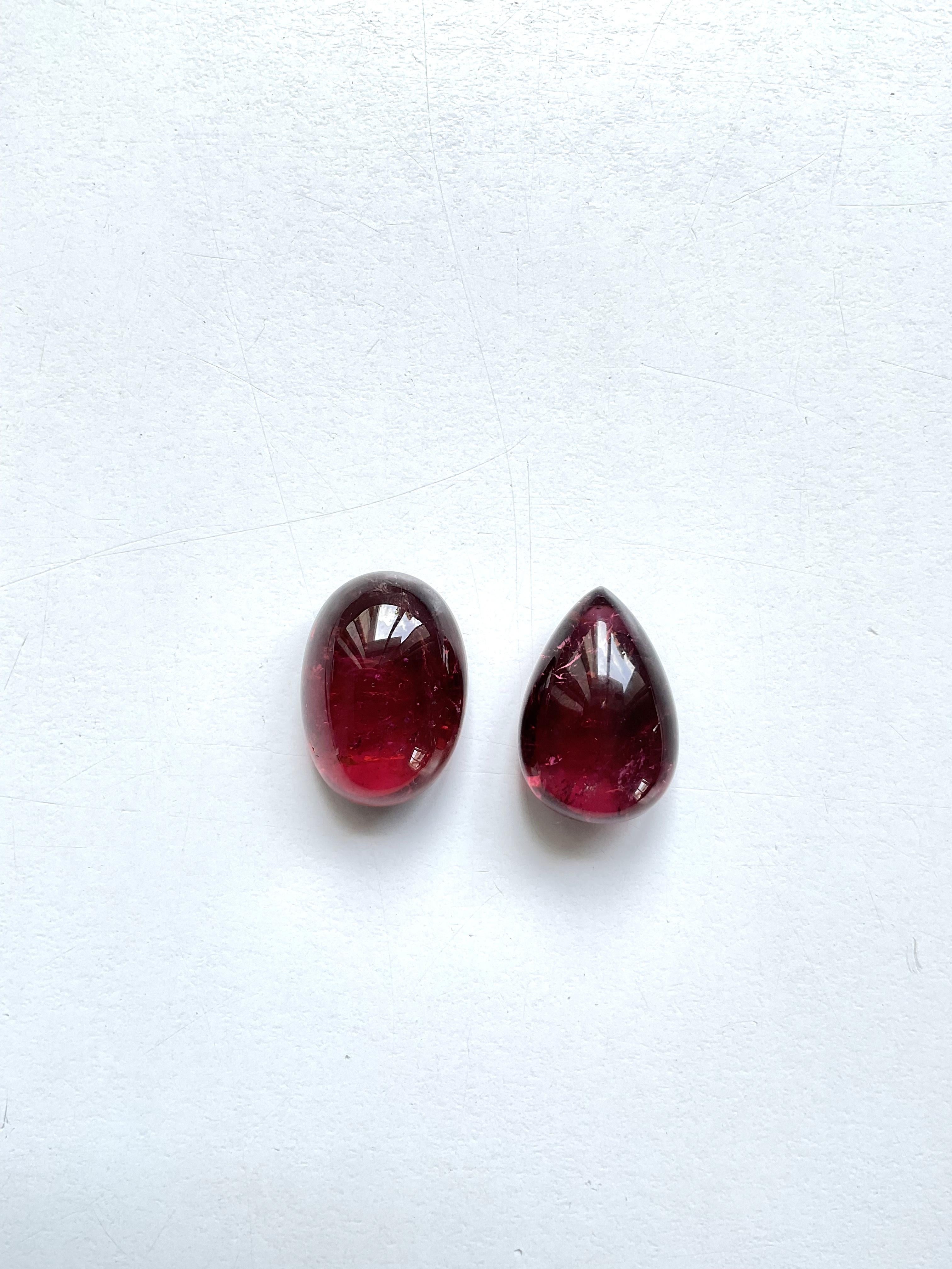 56,67 quilates Turmalina rubelita de primera calidad pera y oval 2 piezas Gema natural en venta 2