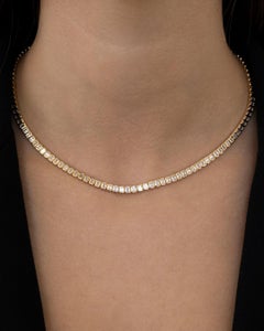 5.66ct Emerald Cut Diamond Bezel Set Tennis Necklace
