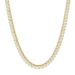 5.66ct Emerald Cut Diamond Bezel Set Tennis Necklace