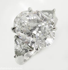 GIA 5.67 Carat Oval Diamond 3-Stone Engagement Platinum Ring
