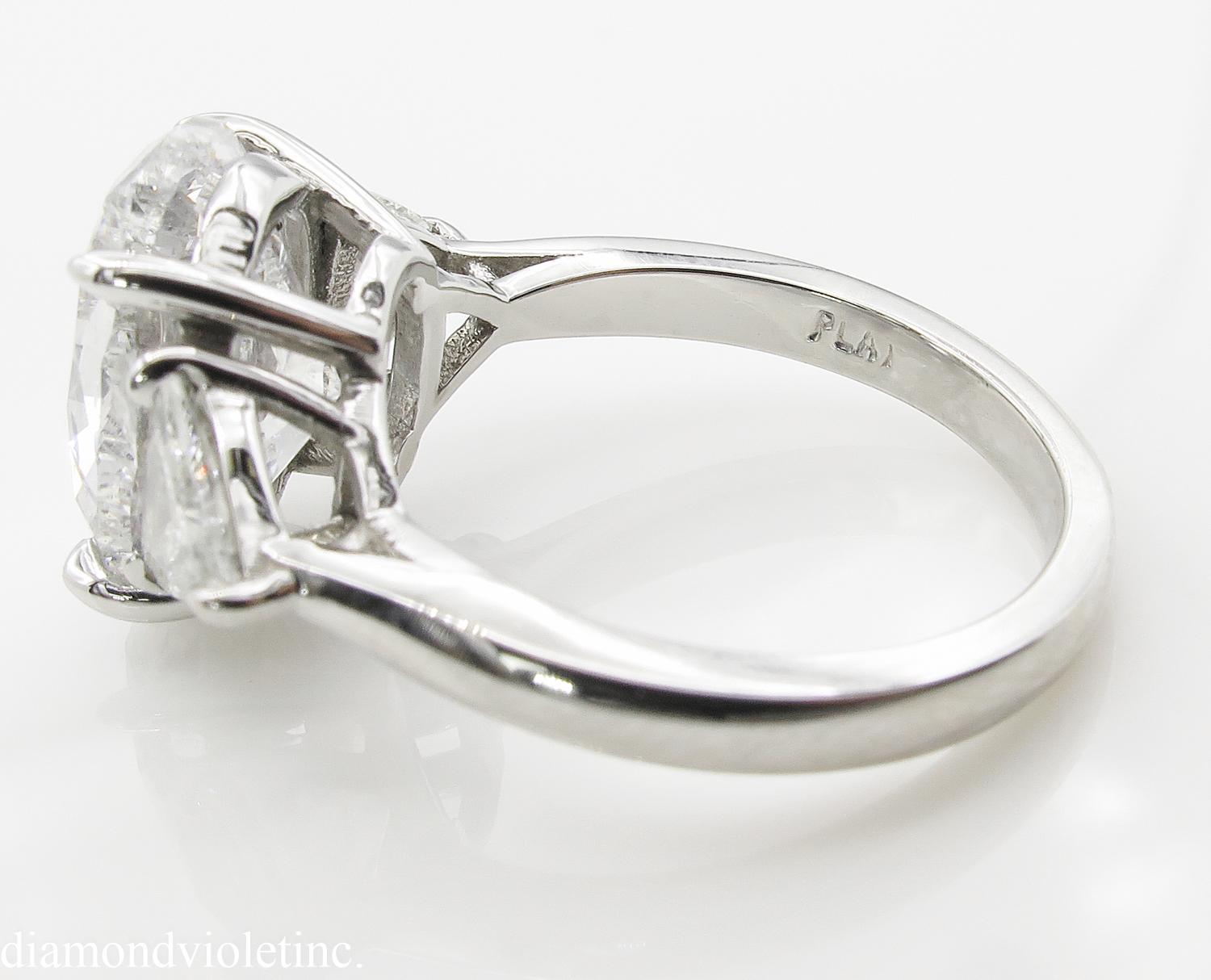 GIA 5.67 Carat Oval Diamond 3-Stone Engagement Platinum Ring  1