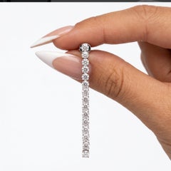 5.66ct Round Diamond 18K White Gold Line Drop Earrings