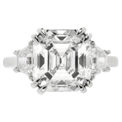 5.67 Carat Asscher Diamond Ring Brilliant White 18K Gold Radiant Elegance