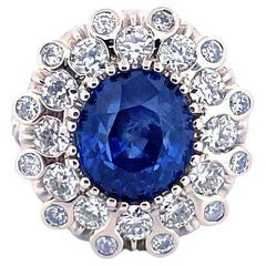 5.67ct Ceylon Sapphire & OMC Diamonds studded Art Deco style 18K White Gold Ring