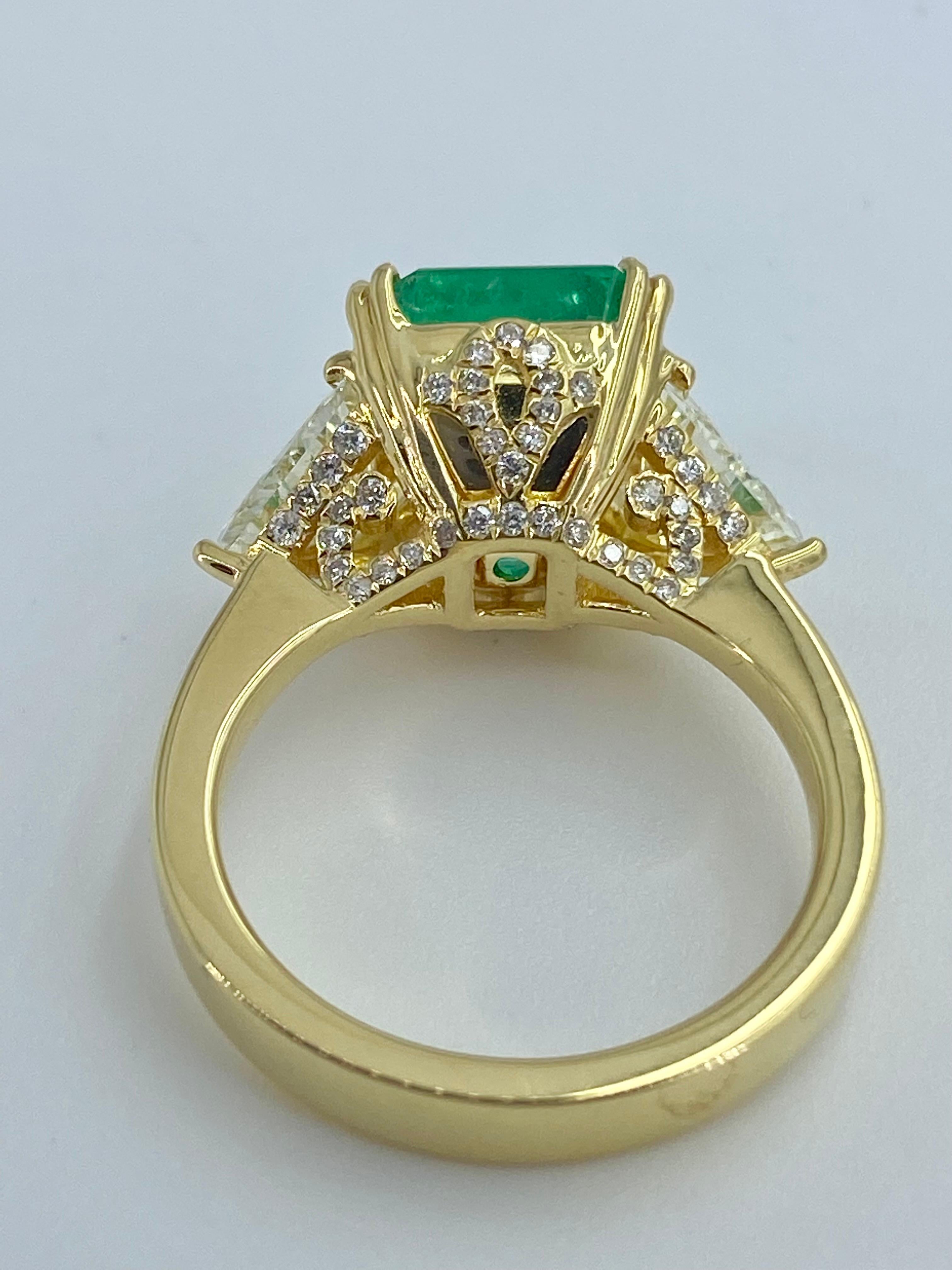 Emerald Cut 5.67 Carat Emerald-Cut Colombian Emerald and 1.15 Carat Diamond Engagement Ring