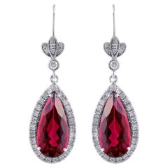 Natural Red Rubellites 5.67 Carat Earrings with Diamonds