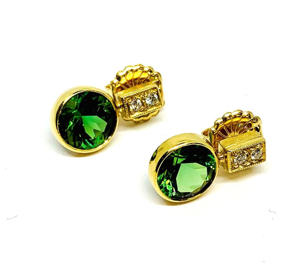 green tourmaline drop earrings