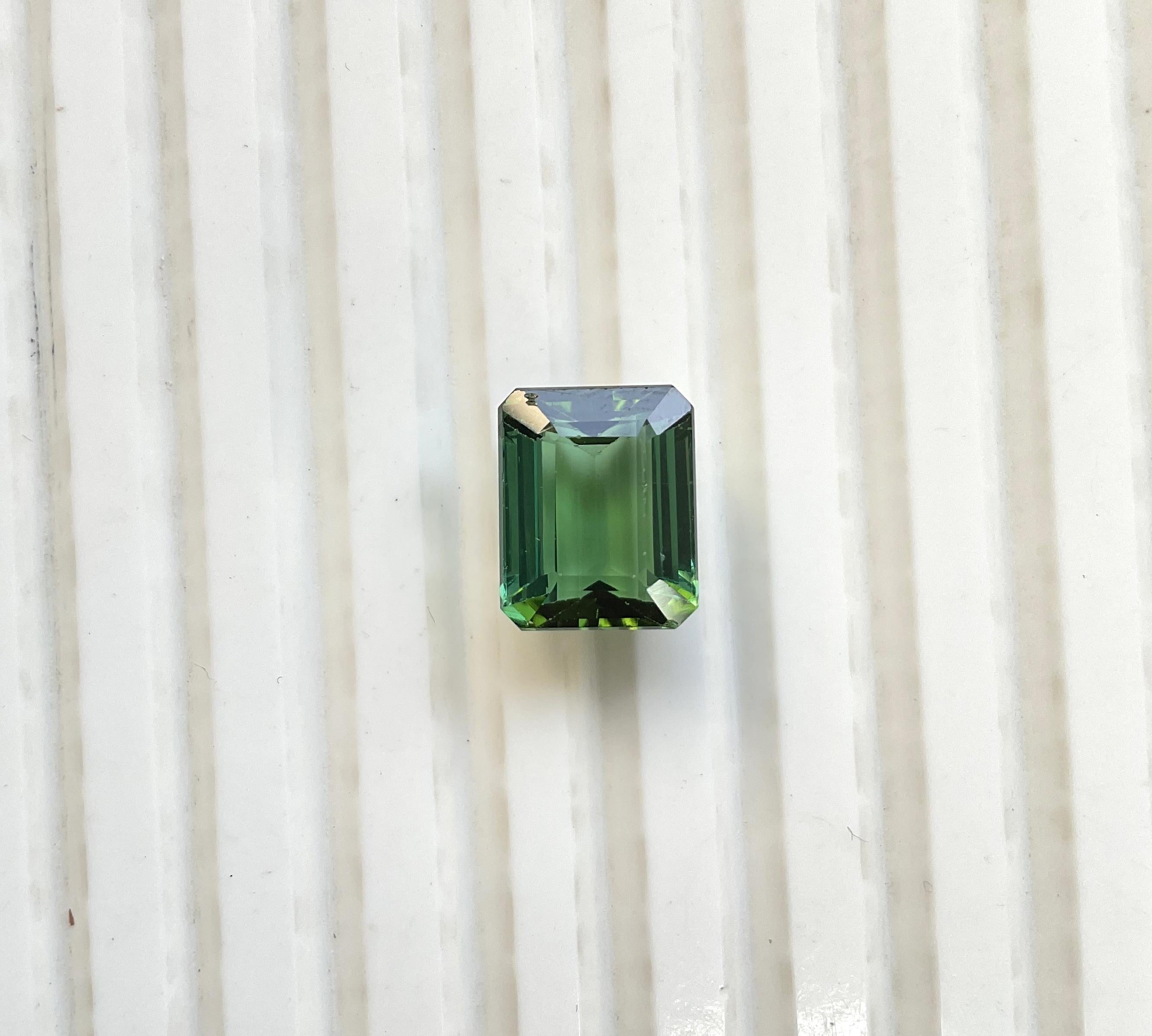 Pierre naturelle de 5,67 carats, tourmaline verte octogonale taillée à facettes de qualité supérieure en vente 1