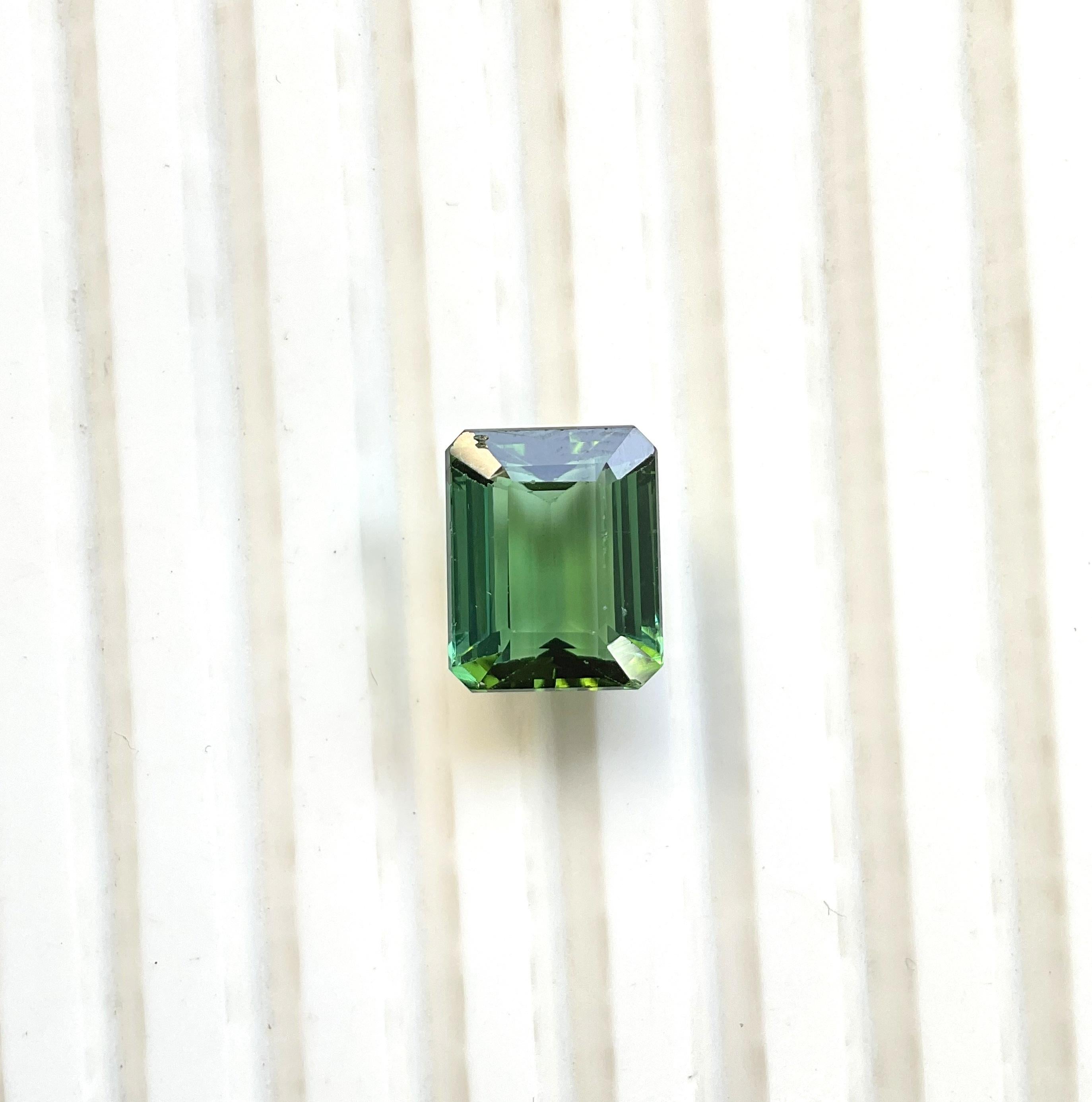 Pierre naturelle de 5,67 carats, tourmaline verte octogonale taillée à facettes de qualité supérieure en vente 2