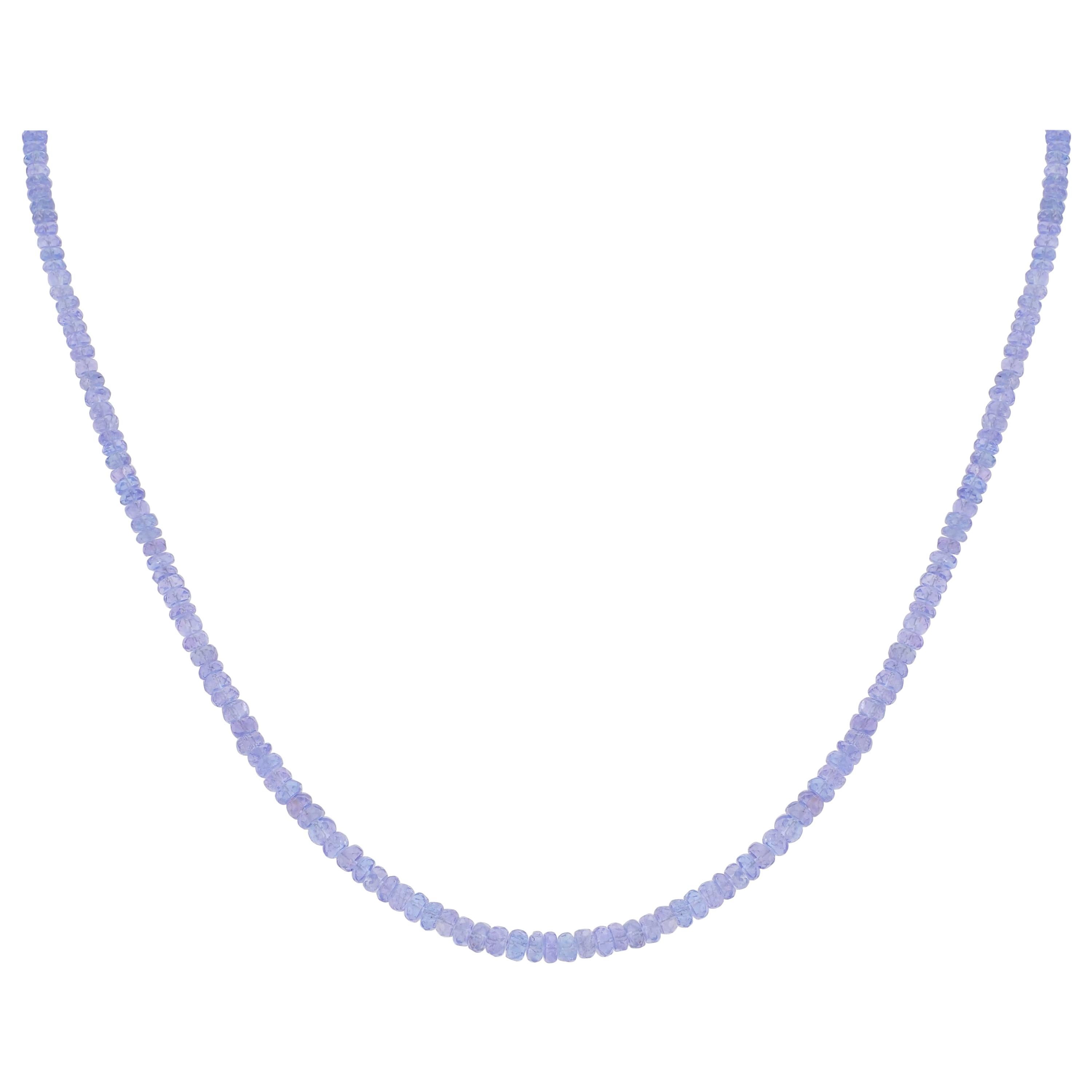 56.57 Carat Tanzanite Beads Necklace in Sterling Silver