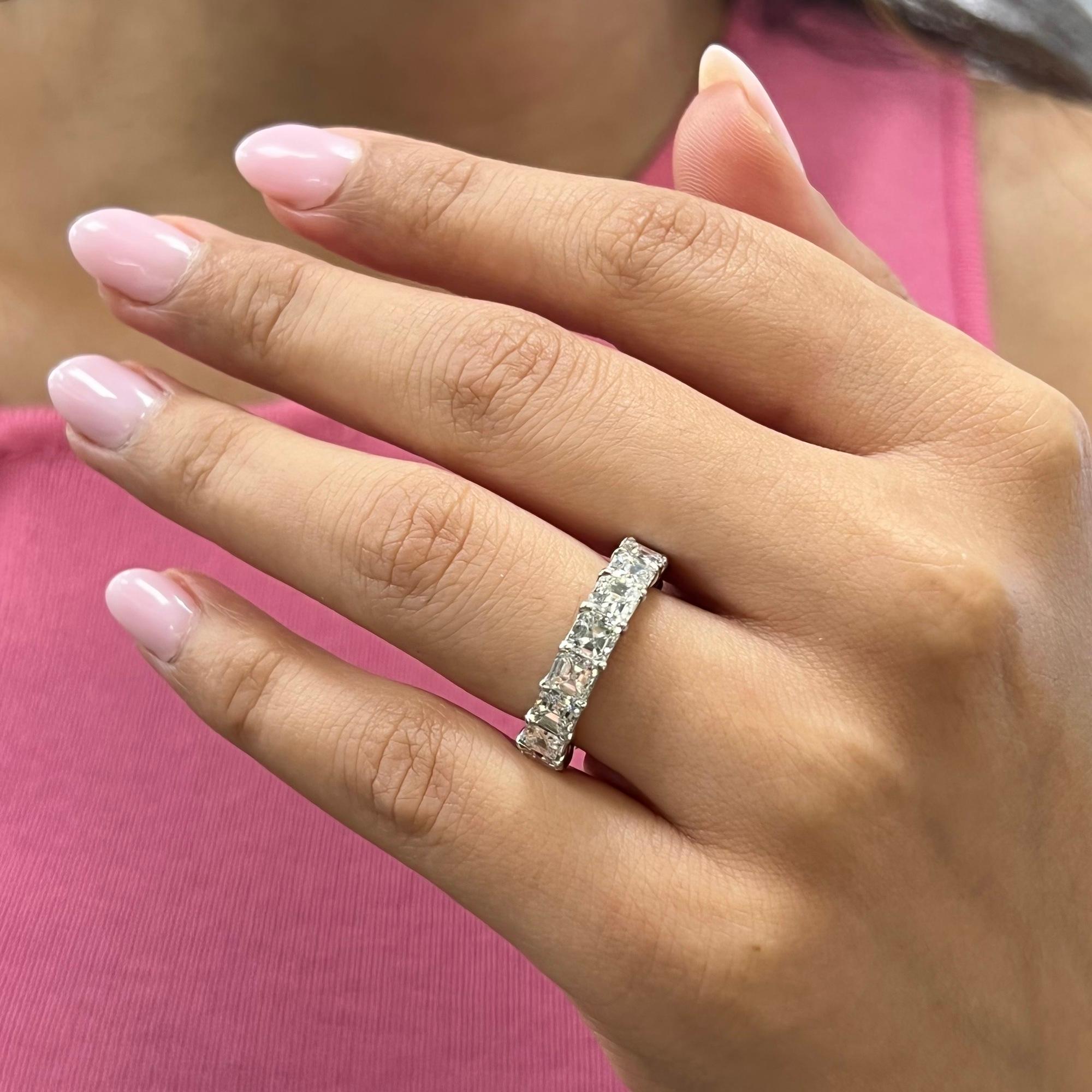asscher cut engagement ring with wedding band