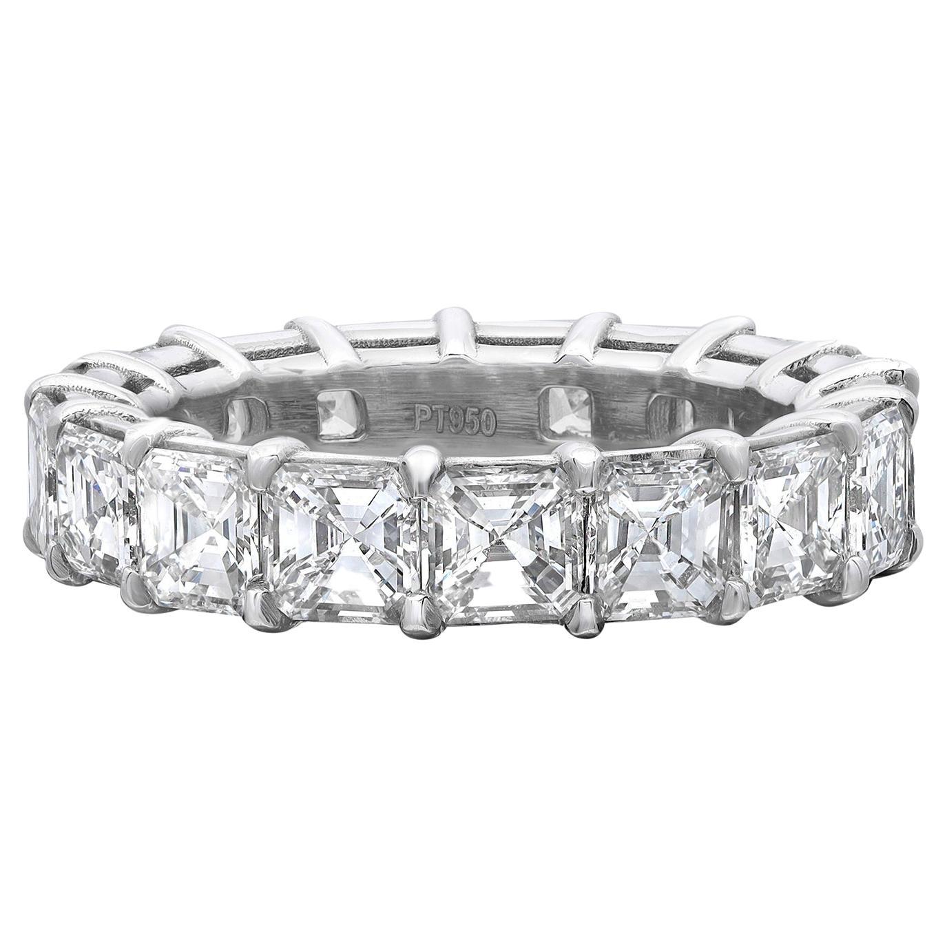 5.67Cttw Asscher Cut Diamond Eternity Wedding Band Ring Platinum For Sale