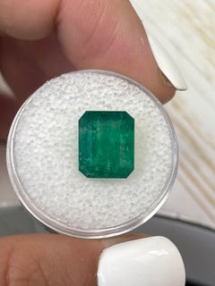 5.68 Carat 11.3x9.3 Medium Deep Green Zambian Emerald - Emerald Cut May