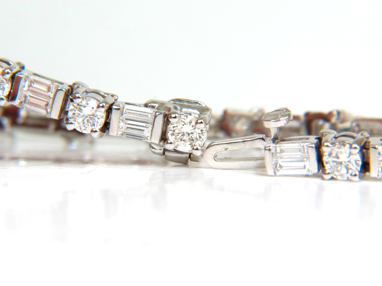 5.68 Carat Diamonds Baguette Rounds Tennis Bracelet F/VS 14 Karat Sparkle In New Condition In New York, NY