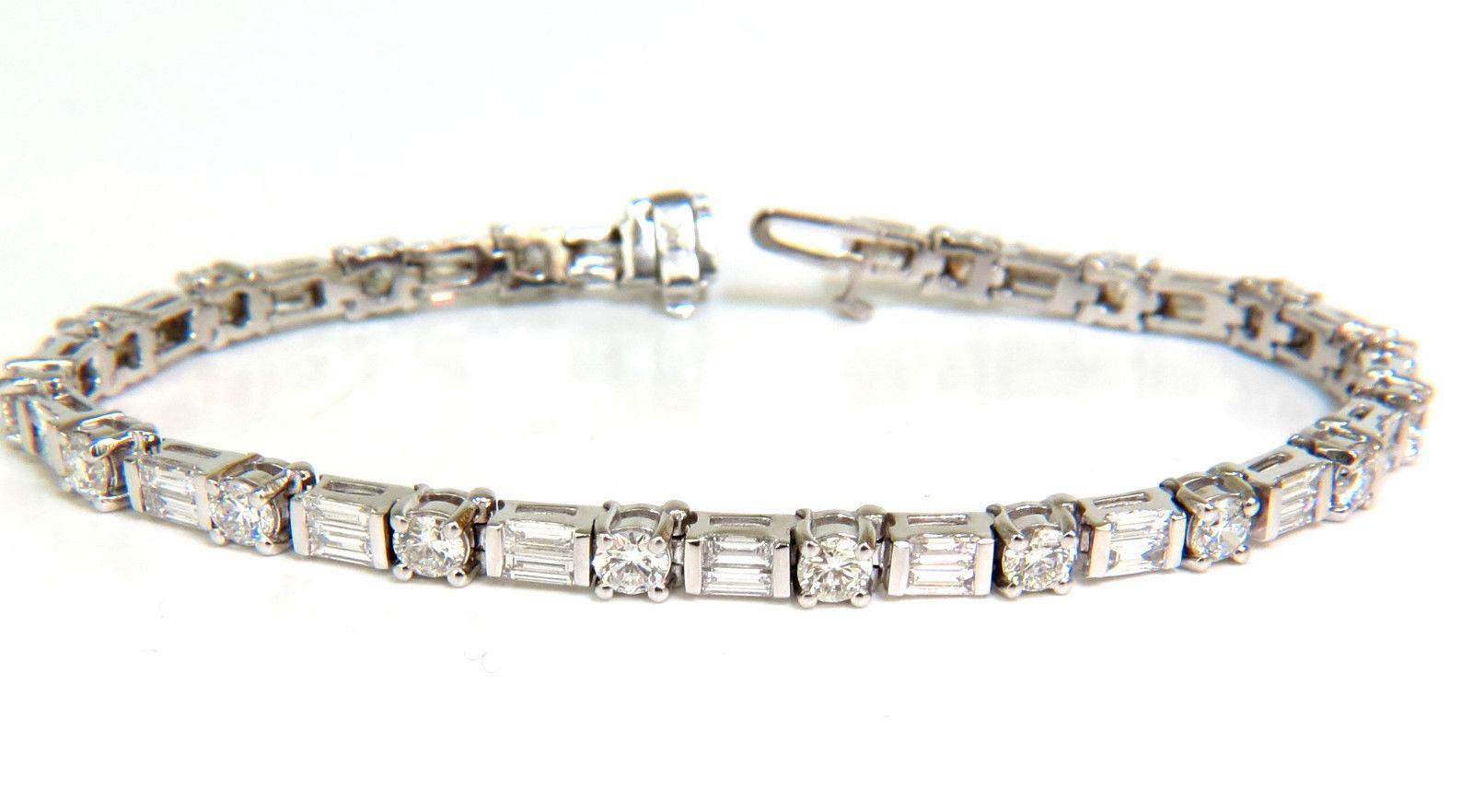 5.68 Carat Diamonds Baguette Rounds Tennis Bracelet F/VS 14 Karat Sparkle 4