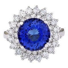 Natural Tanzanite Diamond Ring In 14 Karat White Gold