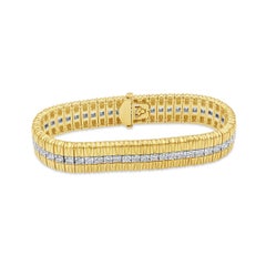 Bracciale fashion con diamanti rotondi taglio brillante da 5,68 carati totali in oro giallo